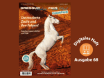 Titelbild unseres Heftes. Zu sehen ist ein steigender Schimmel in der Wüste auf rotem Sand.