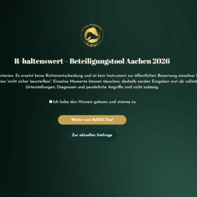 Screen der Startseite von Be ECQ