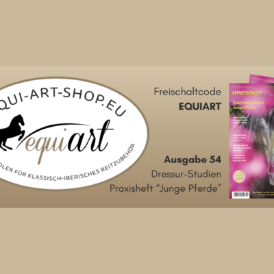 Logo Equi-Art und Cover Junge Pferde plus Code großgeschrieben EQUIART