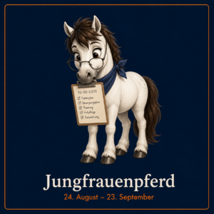 Jungfrauenliste mit To-Do-Liste im Maul