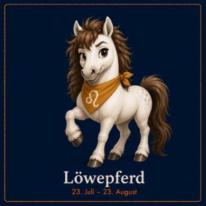 Herausgeputztes Löwepferd