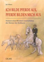 Zeichnung eines Pferdes in der Levade. Am linken Rand sind drei Pferde-Silhouetten zu sehen, die von lang-tief bis zur Aufrichtung gezeigt werden. Die Zeichnung ist von Renate Blank.