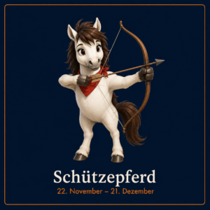 Schützepony mit Pfeil und Bogen
