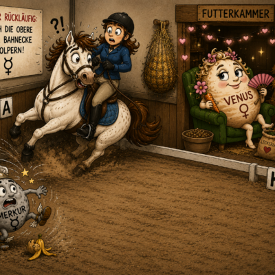 Pferd erschrickt in der Reithallenecke